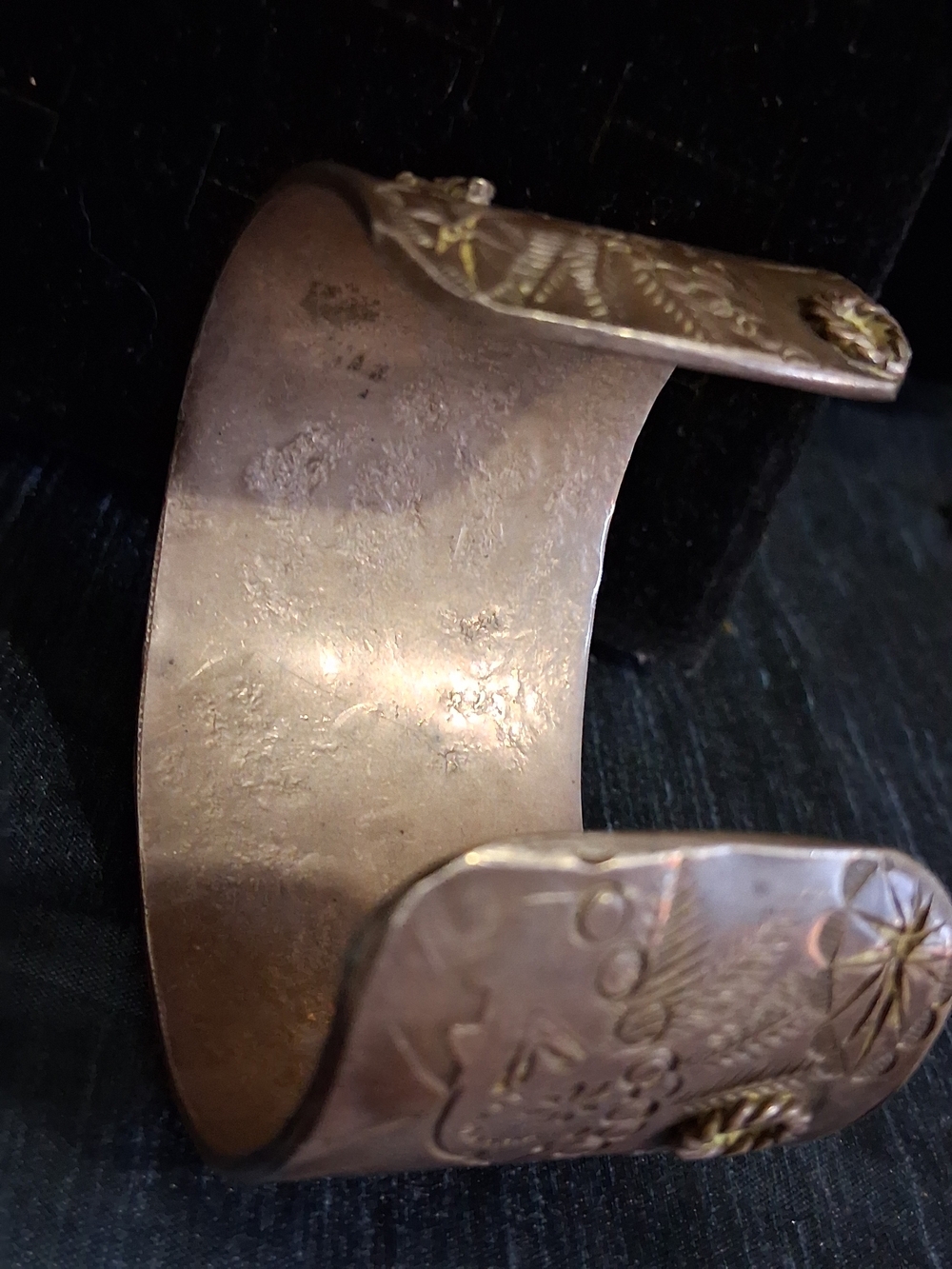 Old Pawn Native American Turquoise Oval Stone Sterling Silver Cuff Bracelet - Picture 9 of 16